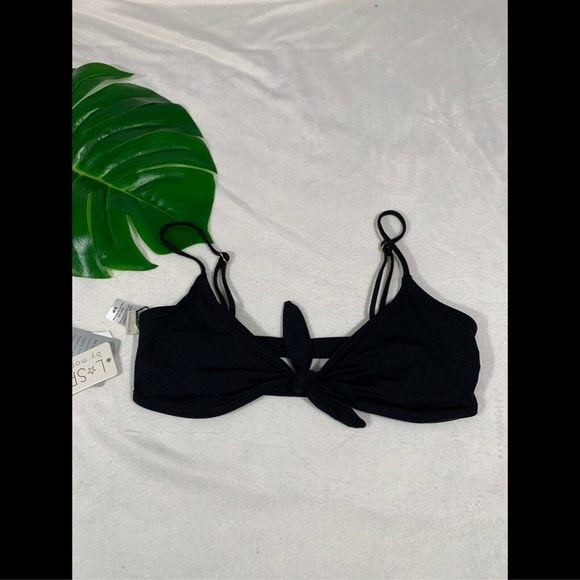 NWT $84 L Space Flash Back Knot Front Bikini Top in‎ Black [SZ Small ] - Picture 3 of 8